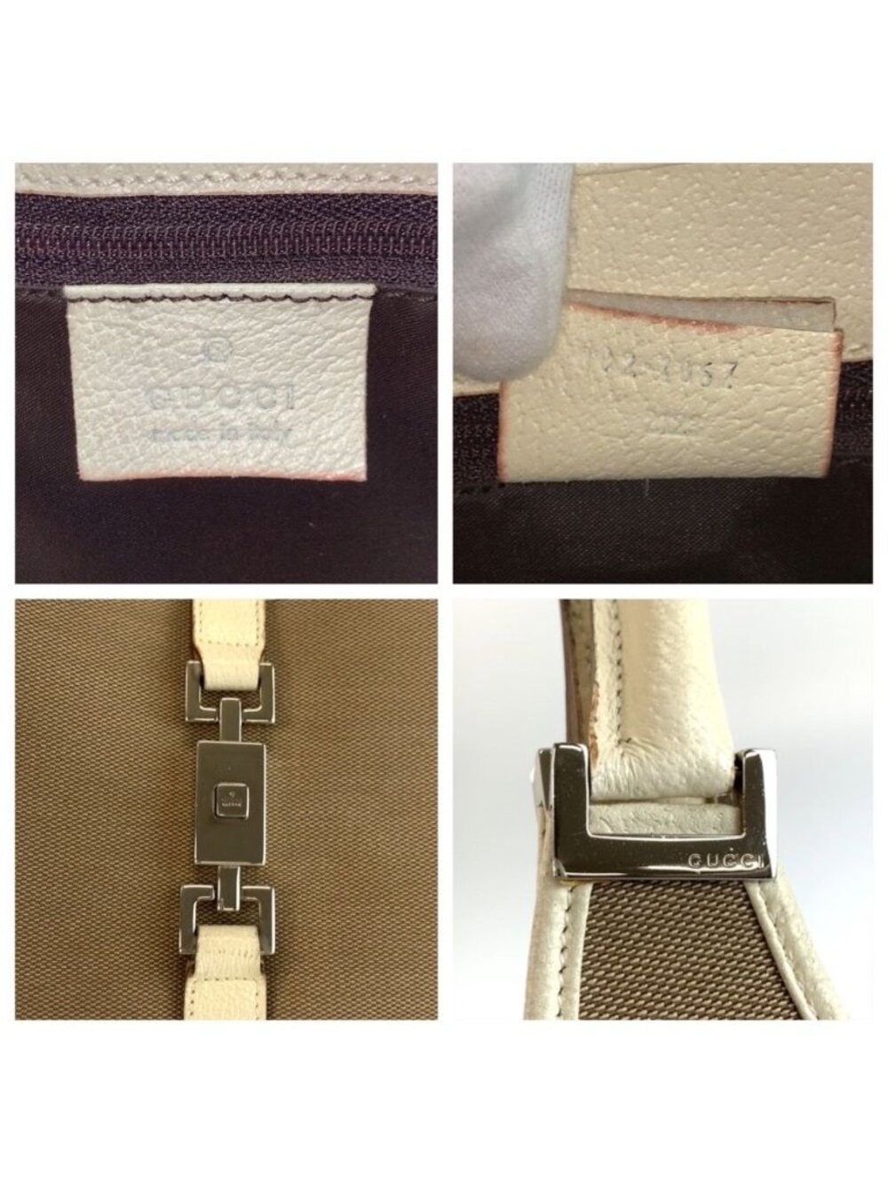 Gucci Jackie Beige Ivory Canvas Leather Tote Bag - Picture 3 of 9